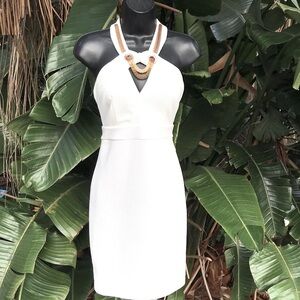 Cut out halter dress with chain detail